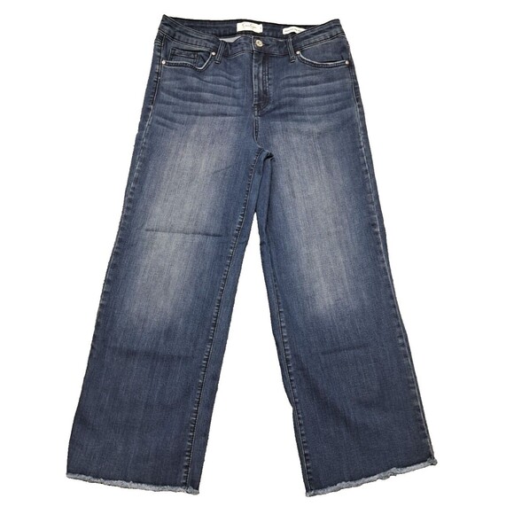 Jessica Simpson Jeans Womens Sz 30 Crop Denim Blue Stretch Adored High Rise Wide - Picture 1 of 14